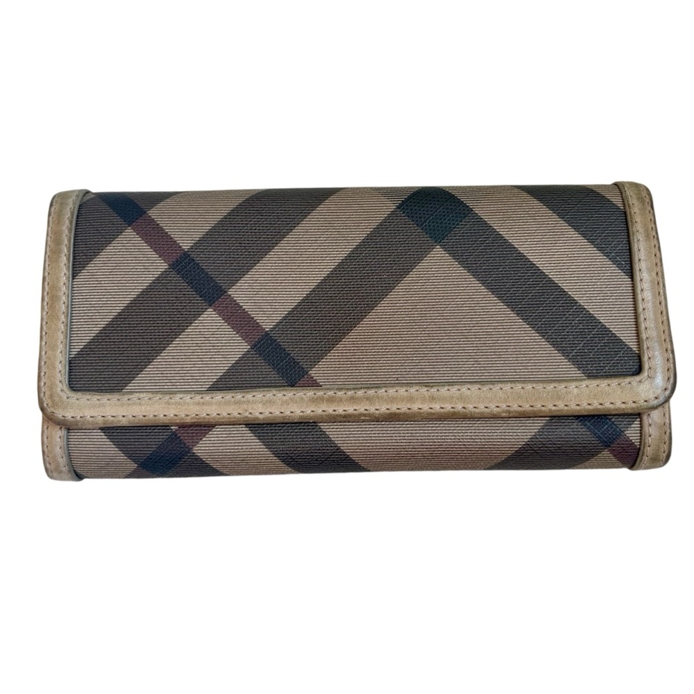 BURBERRY authentic women’s check plaid long  WALLET with COA